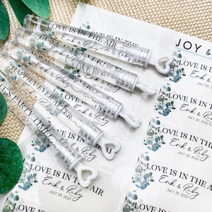 Wedding Bubble Labels - Eucalyptus Bubble Stickers for Wedding Send Off Bubble Wand Favors - Personalized Decals - Custom Wedding Favors