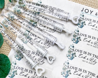 Wedding Bubble Labels - Eucalyptus Bubble Stickers for Wedding Send Off Bubble Wand Favors - Personalized Decals - Custom Wedding Favors