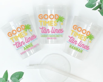Personalized Party Cups, Good Times & Tan Lines, Beach Bachelorette Favors