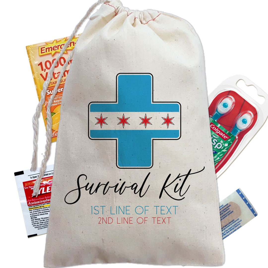 Chicago Gift Bags, Chicago Vacation Custom Survival Kit Bags, Chicago