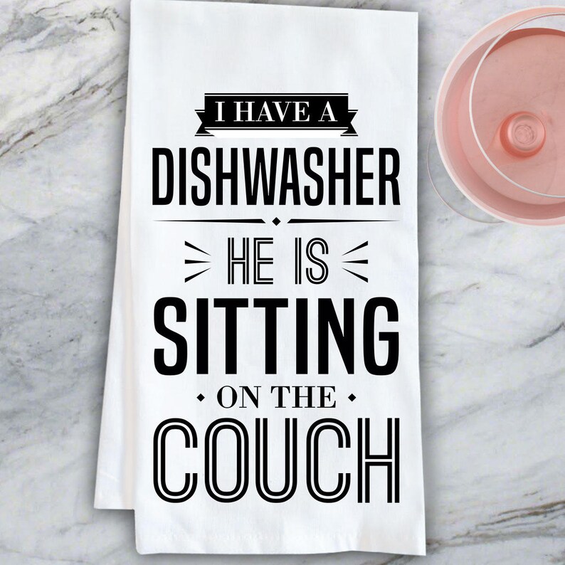 Funny Gift for Wife - Cotton Tea Towel - Dishwasher Christmas Gift from Husband - Funny Gifts for Girlfriend from Boyfriend - Kitchen Towels image 2