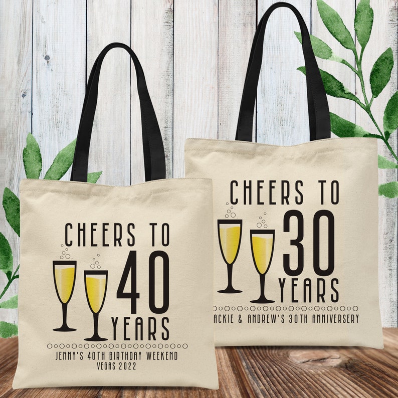 Adult Birthday Favor Bags Personalized Cheers to 40 Years, 30 Years, 21 Years, 50 Years, 60 Years, 65 Years image 3