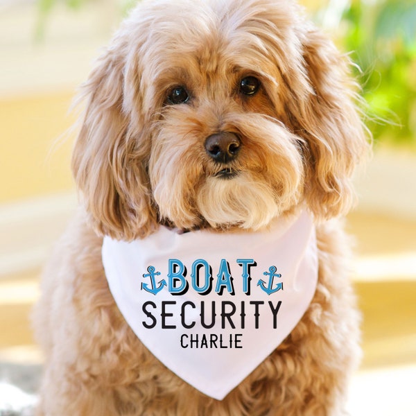 Dog Boat Bandana Personalized - Boat Security + First Mate Dog Scarf - Summer Bandana for Dog - Custom Nautical Dog Outfits + Puppy Gifts