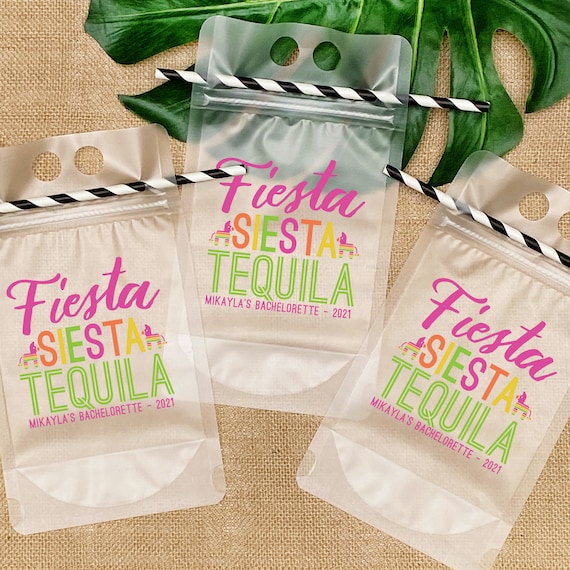 Reusable Drink Pouches, Cinco De Mayo, Drink Pouches, Drink Bags,  Bachelorette Party Favors, Mexico Bachelorette, Fiesta Siesta Tequila