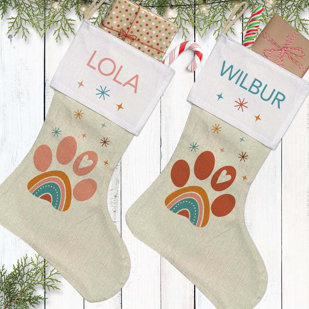 Paw Print Stockings for Dogs - Personalized Stockings for Cats ...