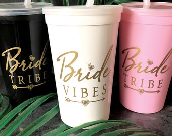 Bachelorette Party Cups 22 oz Plastic Stadium Tumblers