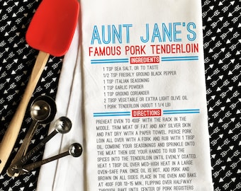 Custom Recipe Tea Towel - Personalized Sentimental Gift for Her or Him - Memorial Family Heirloom Christmas Gift - Cooking or Baking Present