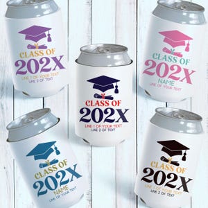 Class of 2025 Can Coolers, Graduation Party Favors - Custom Can Cozies, College Graduation Party Decor - Gifts for Graduates, Party Decor