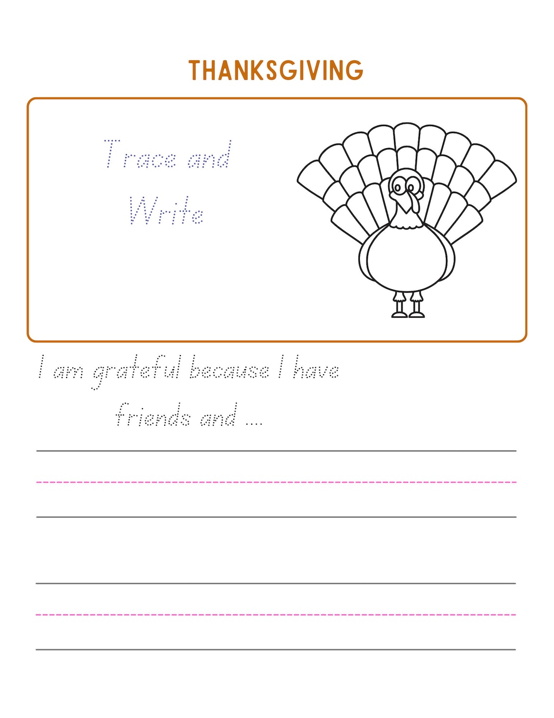 35 Printable Trace and Write Worksheets, for Kindergarden to Early