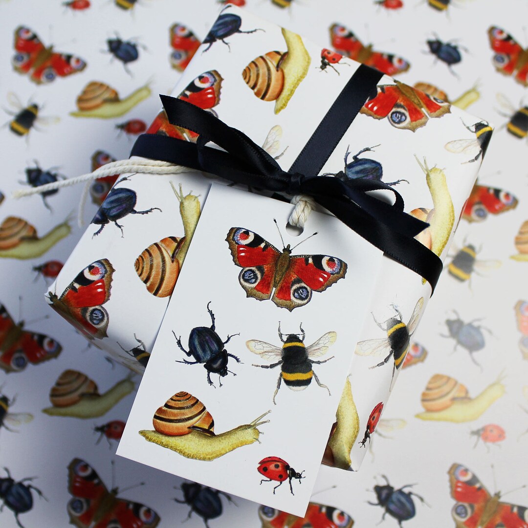 Minibeasts Wrapping Paper Invertebrates Gift Wrap + Tags Full Sheets ...