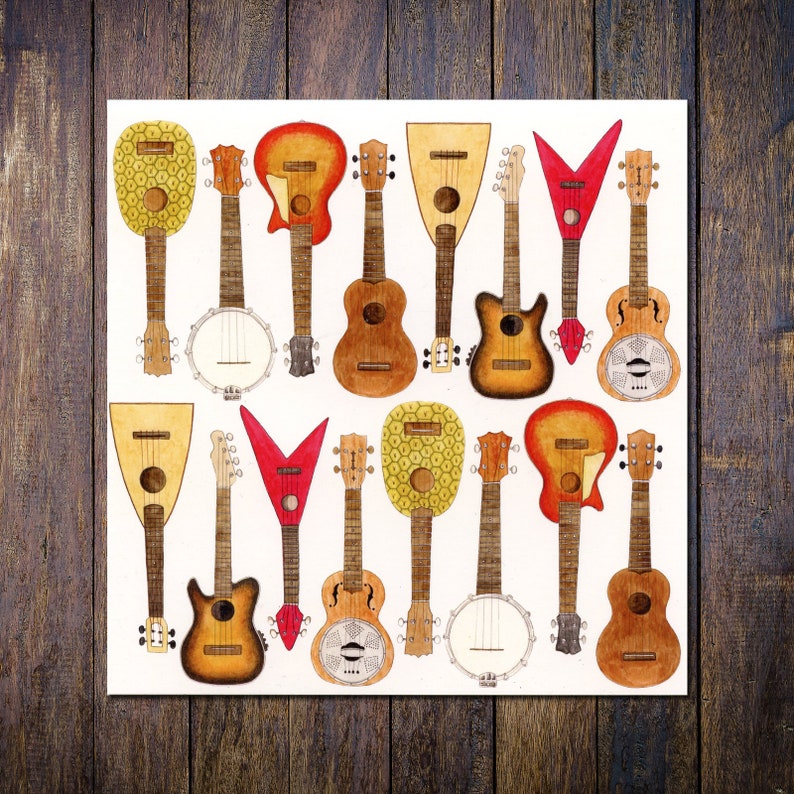 Ukulele Card Blank Square Musicians Card Birthday Etsy