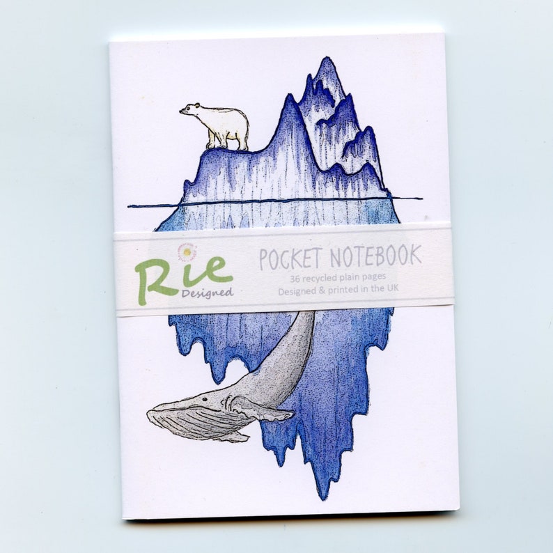 Iceberg Whale /& Polar Bear Notebook A6 Recycled Plain Paper Journal Jotter Notebook Sketch Pocket Note Book