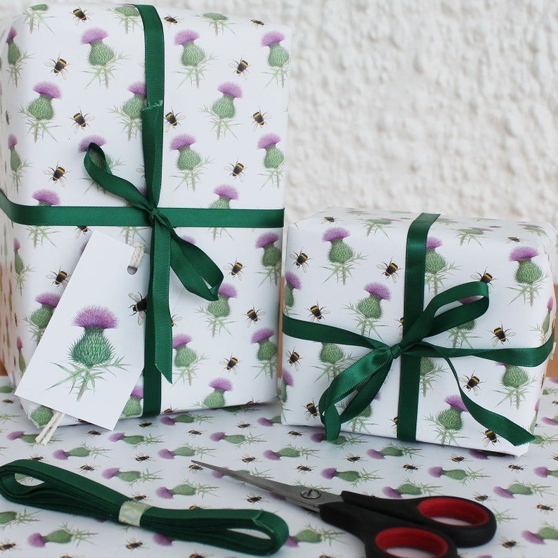 Thistle Wrapping Paper British Scottish Wild Flower and Etsy