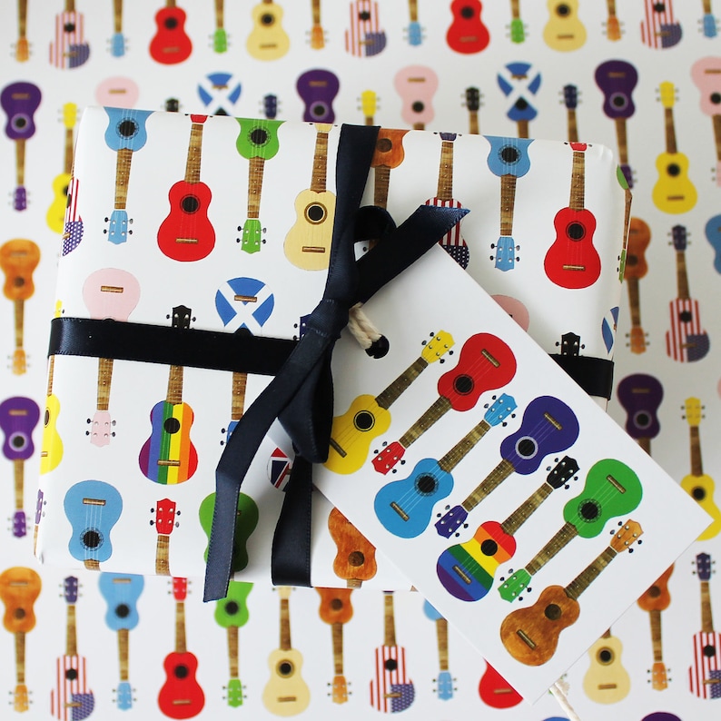 Colourful Ukulele Wrapping Paper Music Musicians Gift Wrap Etsy UK