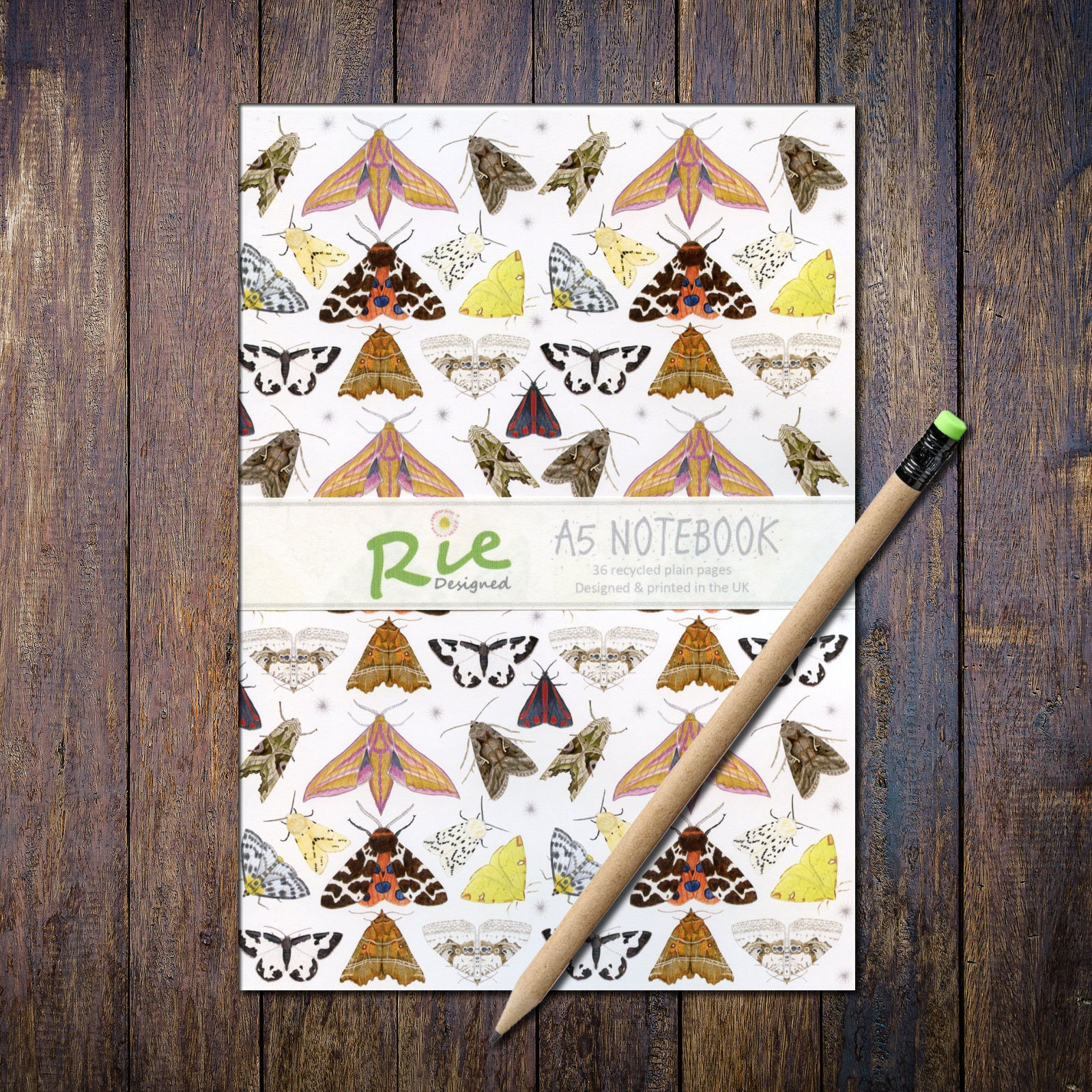 Moth Notebook British Moths Notebook, A5 Recycled Plain Paper, Nature Journal, Moth ...