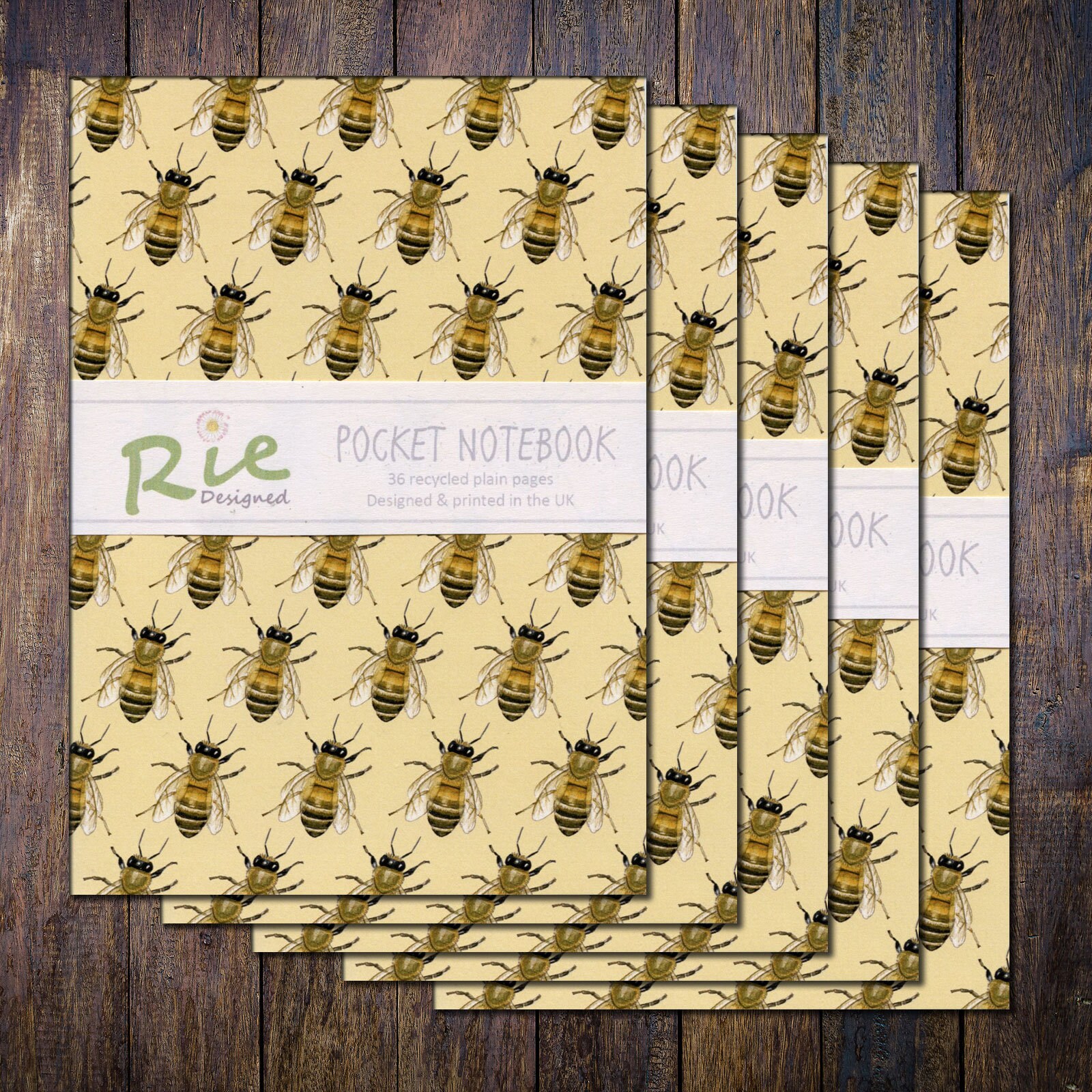 Honey Bees Notebook A6 Recycled Plain Paper Journal Jotter Notebook ...