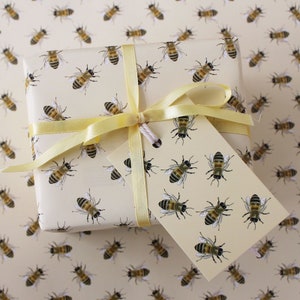 Honey Bee Wrapping Paper Invertebrates Insects Bugs Gift Wrap + Tags Full Sheets 50x70cm