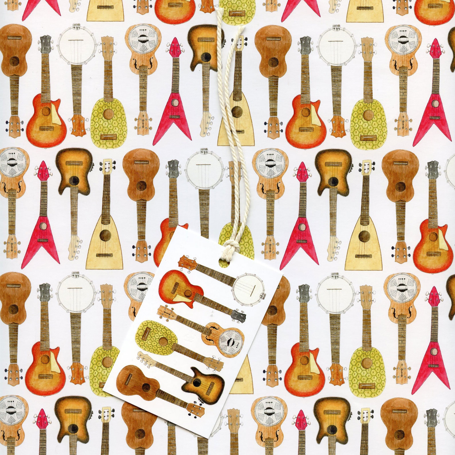 Ukulele Wrapping Paper Music Musicians Gift Wrap Tags Full Etsy