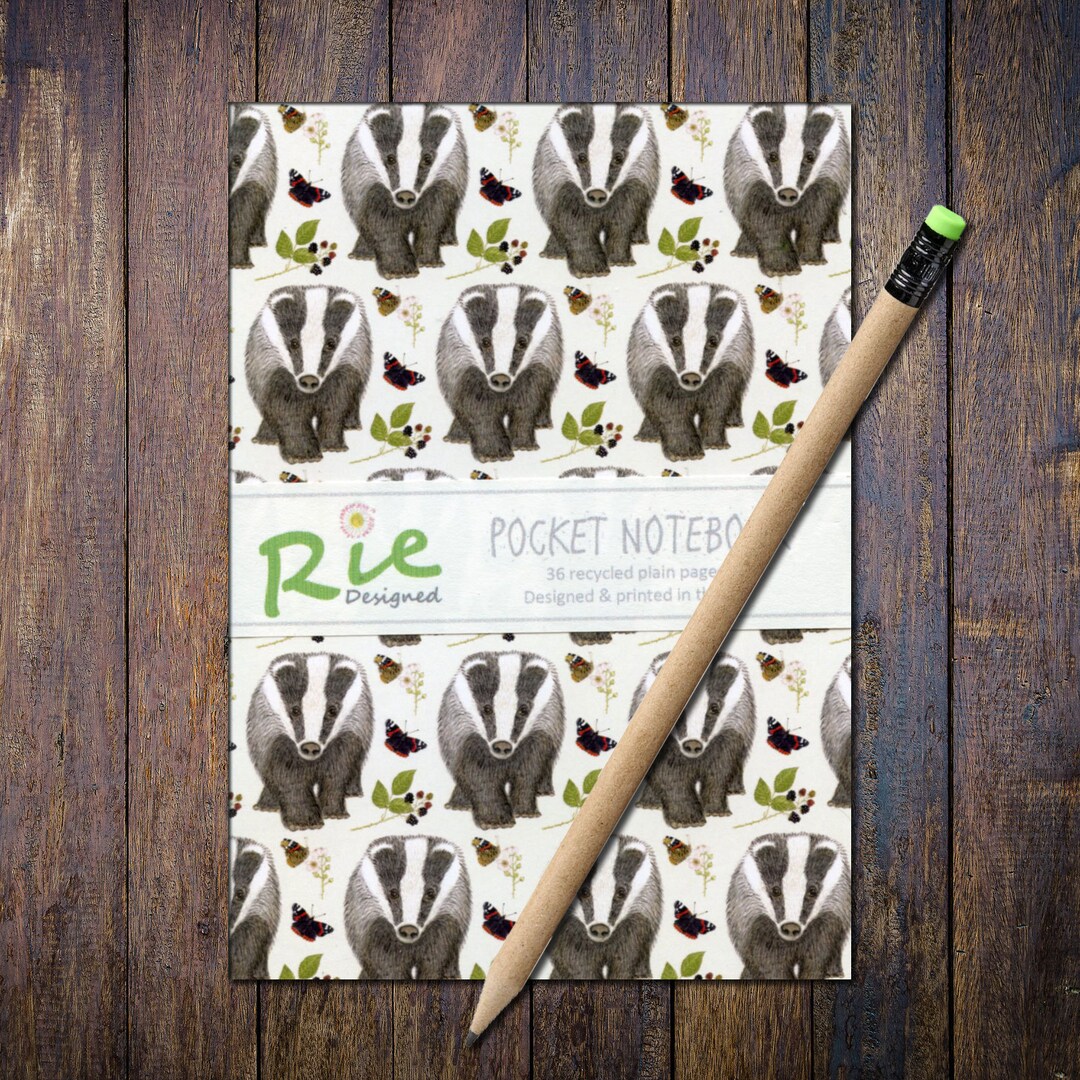 Badger and Brambles Notebook, A6 Recycled Plain Paper Jotter, Notebook ...