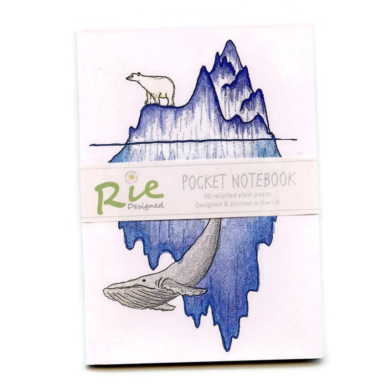 Iceberg Whale /& Polar Bear Notebook A6 Recycled Plain Paper Journal Jotter Notebook Sketch Pocket Note Book