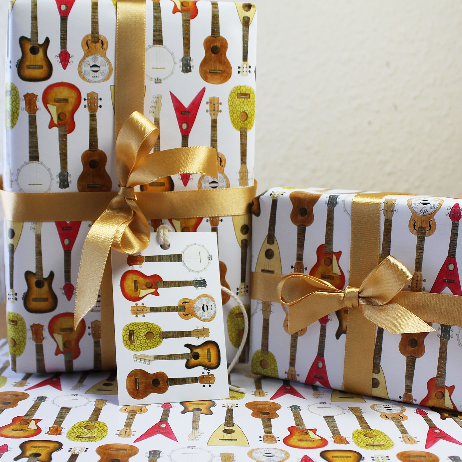 Ukulele Wrapping Paper Music Musicians Gift Wrap Tags Full Etsy