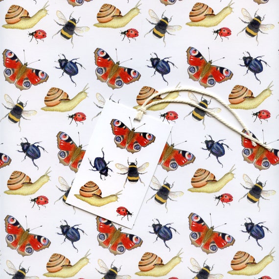 Honey Bee Wrapping Paper Invertebrates Insects Bugs Gift Wrap Tags Full  Sheets 50x70cm 