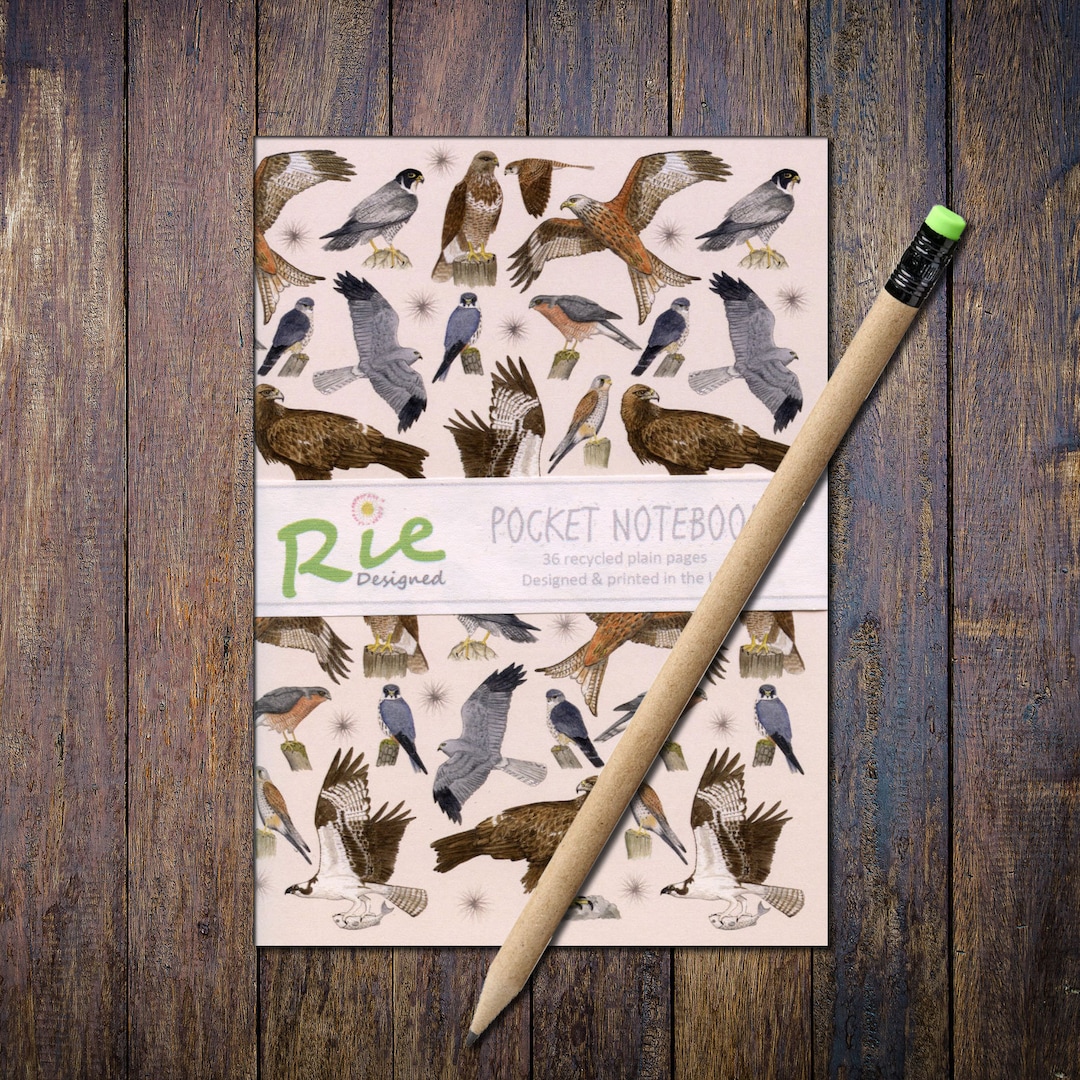 Birds of Prey Notebook A6 Recycled Plain Paper Journal Jotter Notebook ...