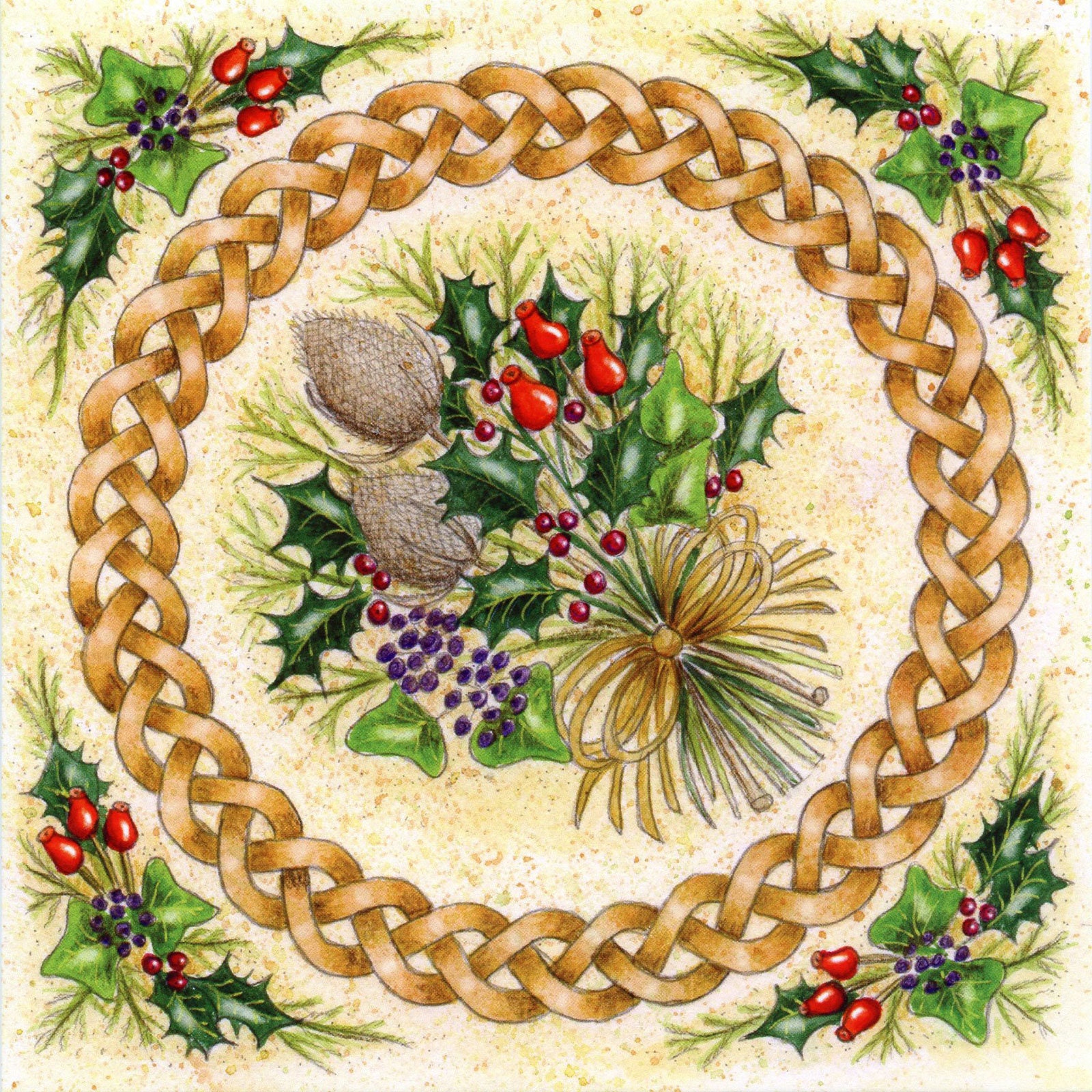 Celtic Yule Bouquet Christmas Card Holly Winter Solstice Pagan Etsy