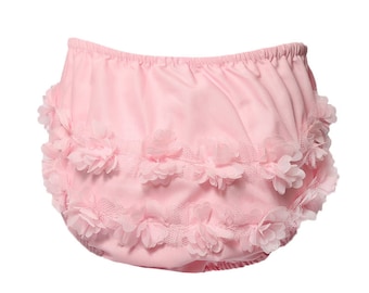 Baby Girl Pink Frilly Flower Pants Traditional Spanish Bloomers Nappy Cover