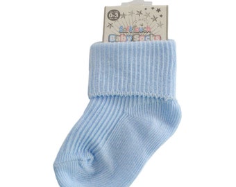 Baby Boy Blue Ribbed Ankle Socks Traditional Spanish Cotton Summer Socks