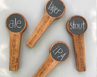 Personalized Wood Beer Tap Handle: Custom Engraved Chalkboard Kegerator Tap