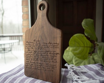 Tabla de cortar con recetas personalizada: Exhibición con escritura grabada