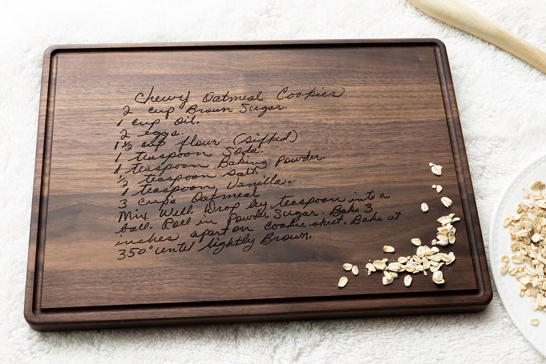 Recipe Cutting Board, Handwritten Recipe, Recipe on Cutting Board