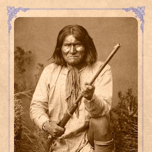 Geronimo Chiricahua Apache Cabinet Card Photograph Reprint Vintage CDV
