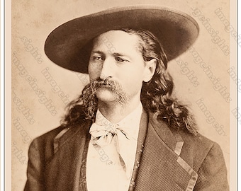 WILD BILL HICKOK Old West Legend Unique Photo Restoration 8&quot; x 10&quot; Photoprint With Reprinted Autograph
