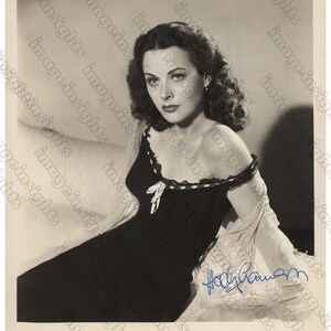 HEDY LAMARR Screen Acting Legend Beauty 8&quot; x 10&quot; Restored Publicity Photograph With Reprinted Autograph