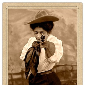 MAY MANNING (Married to Pawnee Bill Lillie)  Old West Trick Shot & Rider Photograph Women Cabinet Card CDV Reproduction