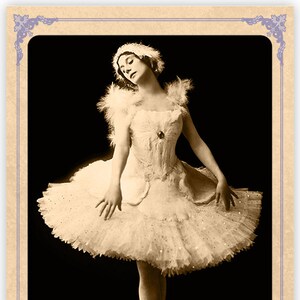 Ballet russe légende Anna Pavlova armoire carte photo réimpression Vintage CDV