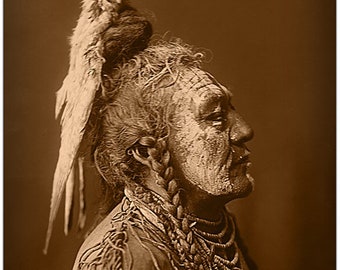 TWO WHISTLES Apsaroke By Photography Legend Edward S. Curtis Unique Photo Restoration 8" x 10" Photoprint Restoration/Reproduction