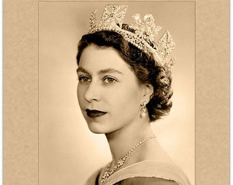 QUEEN ELIZABETH II (Young) 8&quot; x 10&quot; Restored Photograph With Reprinted Autograph