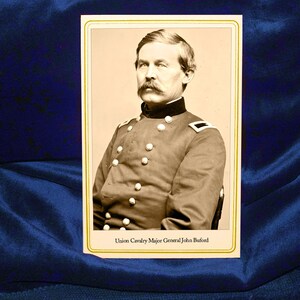 Général John Buford Civil War Union Cavalry Cabinet Card Photographie vintage Reproduction