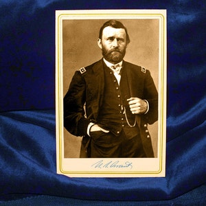 ULYSSES S. GRANT União da Guerra Civil Major General Cabinet Card Fotografia Reprodução Vintage