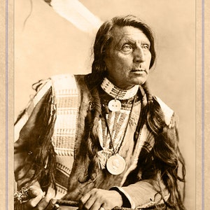 Red Shirt Lakota 1900 Cabinet Card Photograph Reprint Vintage CDV