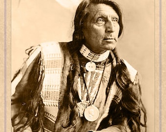 Red Shirt Lakota 1900 Cabinet Card Photograph Reprint Vintage CDV