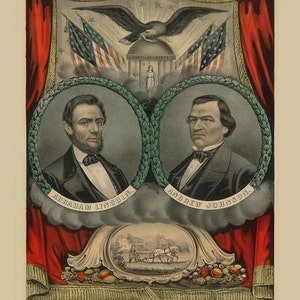Lincoln 1864 Presidential Campaign Color Engraving 8&quot; x 10&quot; Photoprint