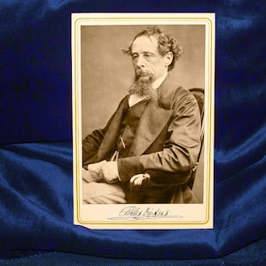 CHARLES DICKENS Victorian Writer Genius Cabinet Card Photo Reproduction Vintage CDV