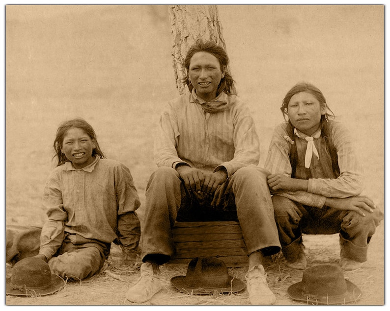 THREE LAKOTA TEENS Taken Near Deadwood, S. Dakota Unique Photo