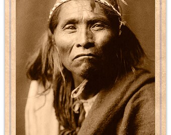 Ndee Sangochonh Apache 1906 By Edward S. Curtis Cabinet Card Photograph Reprint Vintage CDV