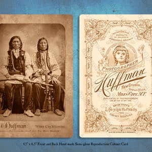 Indianer - FA HUFFMAN "Blutbrüder mit Gewehren" Indianer Historische Kabinettkarte Fotografie Neugestaltung/Reproduktion