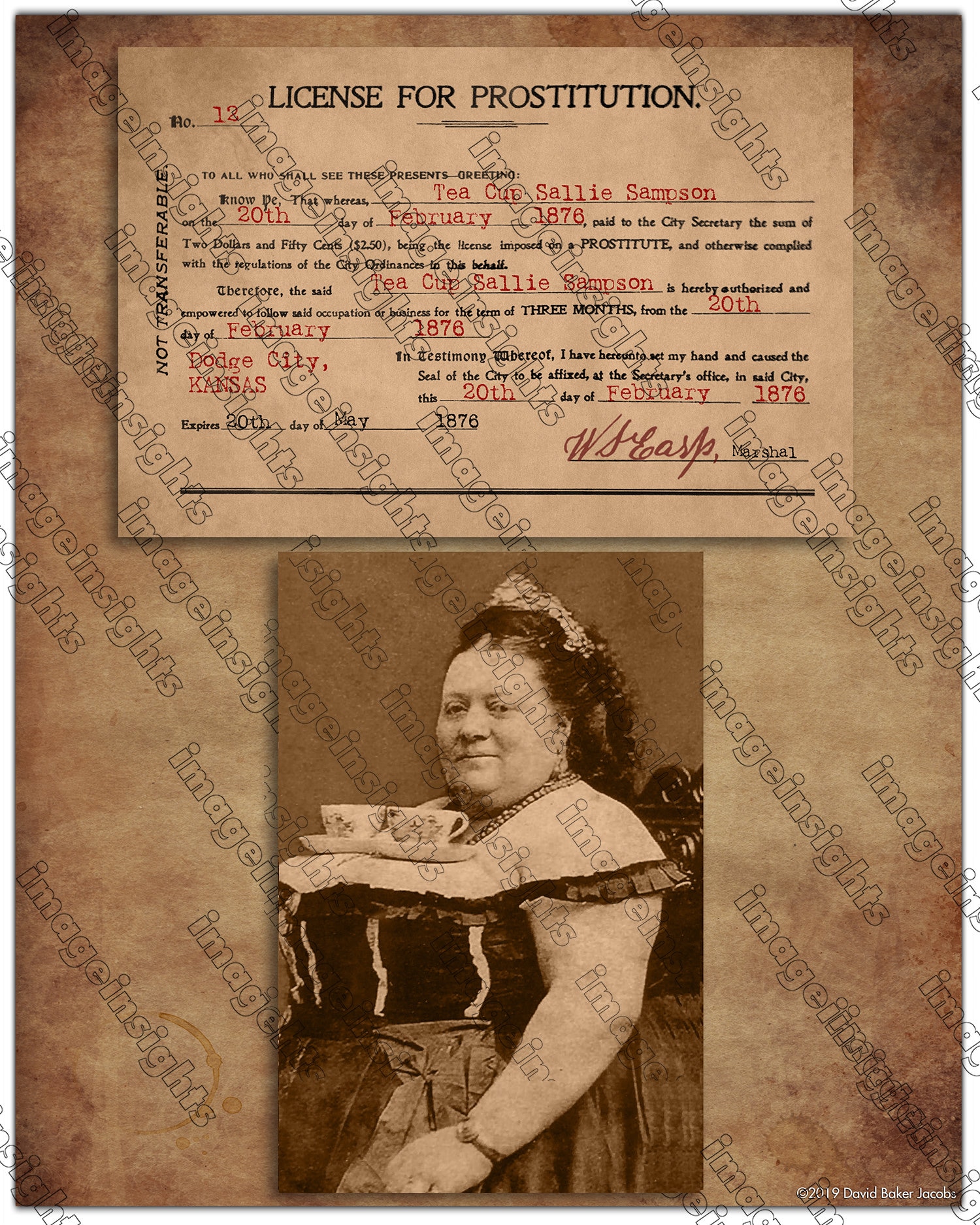 TEA CUP SALLIE Old West waitress Photo Restoration Display 8 X 10